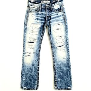 BKE Denim Aiden Distressed Zip Fly Bootleg Jeans